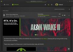 Nvidia GeForce Game Ready Driver 545.92 update downloading in GeForce Experience (Source: Own)