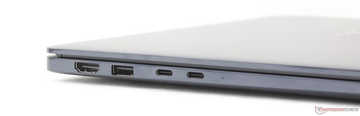 Left: HDMI 2.1, USB-A 3.2 Gen. 1, 2x USB-C Thunderbolt 4 w/ DisplayPort2.1 + Power Delivery