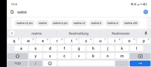 Keyboard in landscape orientation