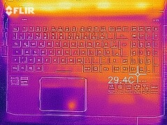 Heat map of the top of the device at idle