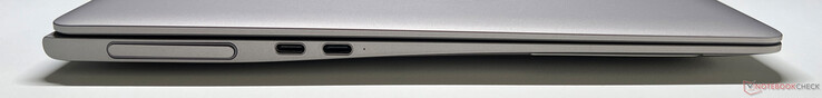 Left: Webcam, 2x USB-C 3.2 Gen.2 (10 Gbit/s, DisplayPort ALT mode, Power Delivery)