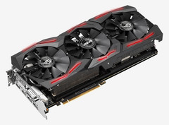 The ASUS ROG Strix version of the Vega 64 features a similar visual design to previous strix GPUs. (Source: ASUS)