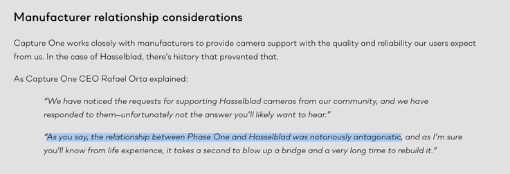 Capture One and Hasselblad haven't had the best relationship in the past.