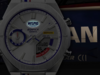 The Casio Edifice x Nismo ECB-S10NIS-7A watch features a glow-in-the-dark logo. (Image source: Casio)