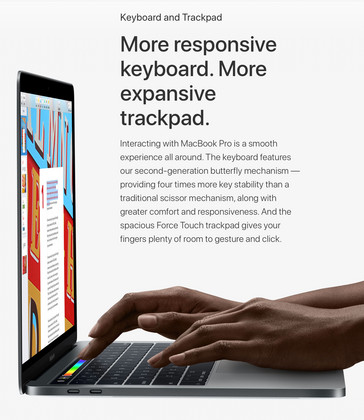 Apple’s marketing material for its MacBook Pro keyboard. (Source: Apple)