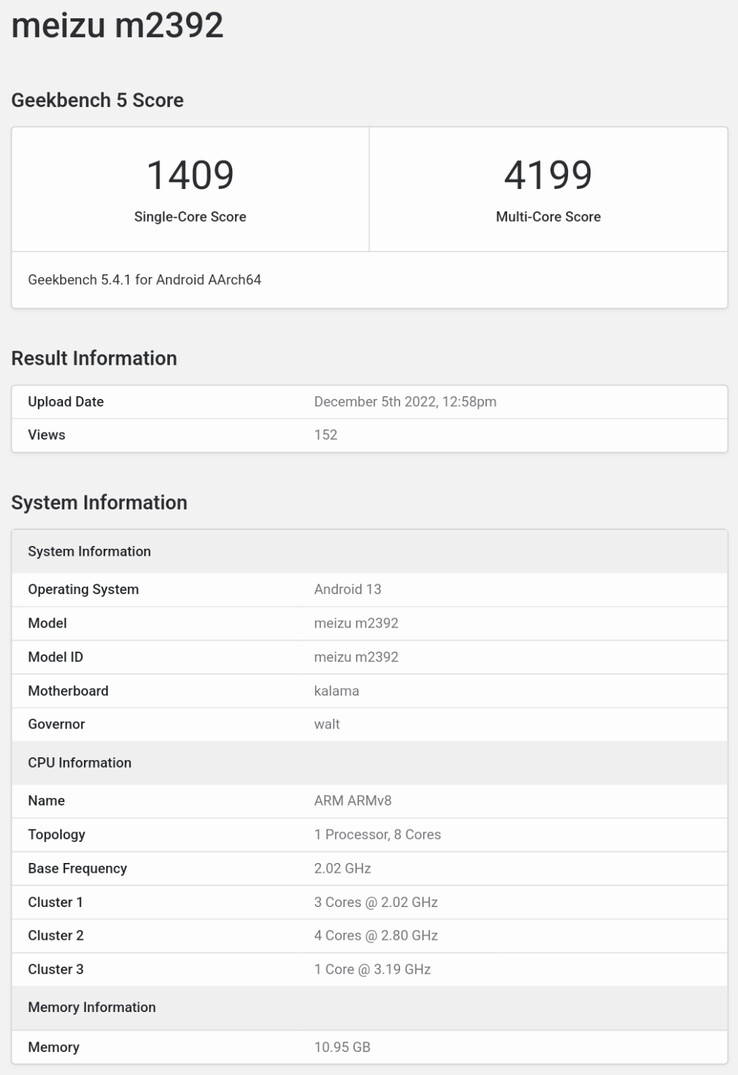 A new Meizu smartphone allegedly shows up on Geekbench. (Source: Geekbench)