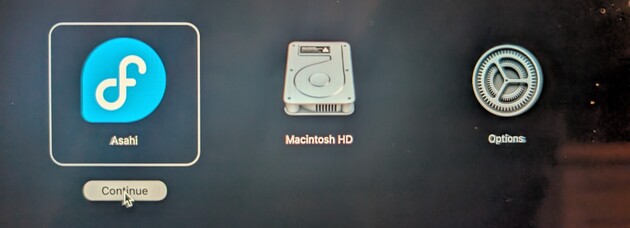 Holding the power button on your Apple Silicon Mac will get you into the boot menu where you can boot into Asahi (Image Source: Notebookcheck)