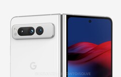 The Pixel Fold takes the Pixel 7 series’ design language and spans it across a larger canvas. (Image source: @OnLeaks &amp; Howtoisolve)