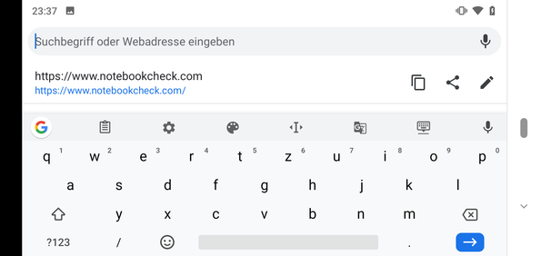 Using the default keyboard in landscape mode