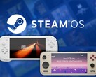 The Konkr Pocket Fit G3 and Ayaneo Pocket S2 Pro pictured with the Steam OS logo in the background