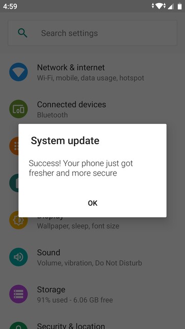 Xiaomi Mi A1 May 2020 update complete (Source: Own)