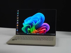 Asus Zenbook A14 laptop with Snapdragon X2 Elite chip displaying Windows desktop on screen