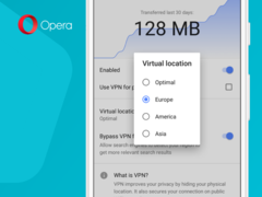 The latest version of the Opera for Android beta has introduced a VPN function. (Source: Opera) The latest version of the Opera for Android beta has introduced a VPN function. (Source: Opera)