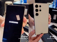 The Galaxy S24 Ultra in its Titanium Yellow finish. (Image source: TikTok)