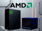 AMD logo above new Xbox console mockup and Steam Machine
