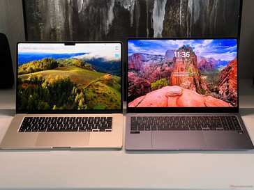 MacBook Air 15 (left) vs. Galaxy Book4 Pro (right)