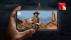 The game was reportedly emulated at 720p (Image source: Qualcomm and Rockstar - edited)