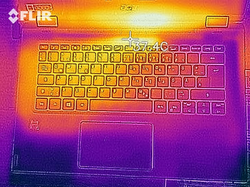 Heat distribution on the upper side (at idle)