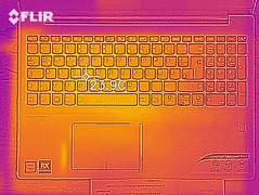 Heat-map of the top case at idle