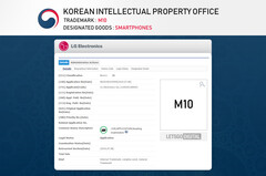 The purported trademark for the name LG M10. (Source: LetsGoDigital)