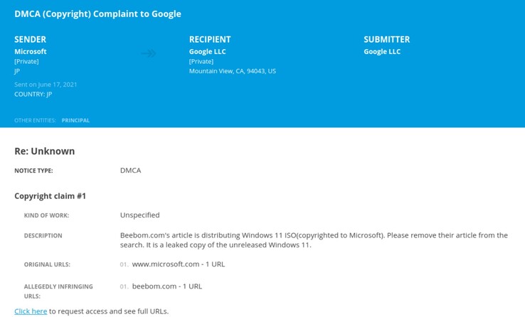 Microsoft has issued a DMCA take-down notice to Google. (Image: Fossbytes)