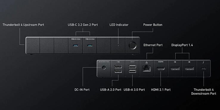 The Anker 778 Thunderbolt Docking Station (12-in-1, Thunderbolt 4). (Image source: Anker)