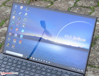 The ZenBook outdoors (under a completely overcast sky).