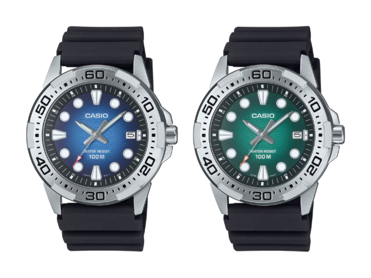 From left to right: the Casio Marine Sports MTD-140-2AV and MTD-140-3AV watches. (Image source: Casio, edited)