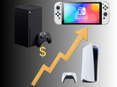 Xbox, Switch, and PS5 price increases shown with graph (Image source: Xbox Gaming, Sony PlayStation, Nintendo of America with edits)