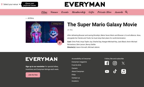 Everyman Cinema The Super Mario Galaxy Movie description