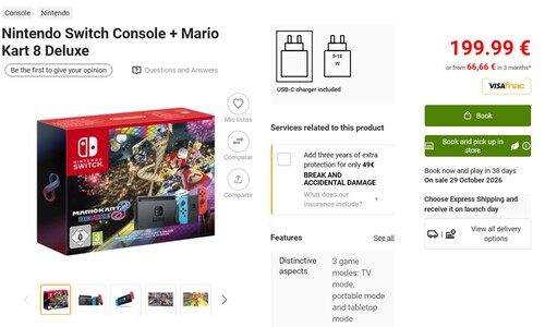 Nintendo Switch Mario Kart 8 Deluxe bundle at Fnac shown
