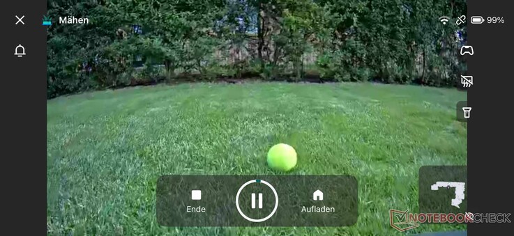 Obstacle Detection (Tennis Ball) from the Robot Mower’s Perspective (Live Video in the App)