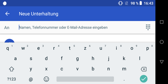 Using the keyboard in landscape mode