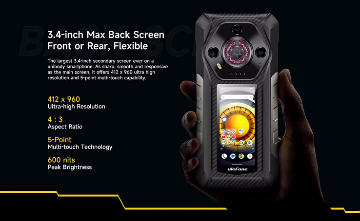 The rugged smartphone has two displays (Image source: Ulefone)