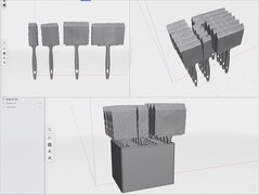 3D models of the different sized foam brushes with an organizer designed in Shapr3D