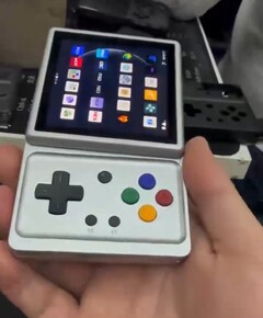 The unnamed Anbernic handheld has its controls hidden behind the display.
