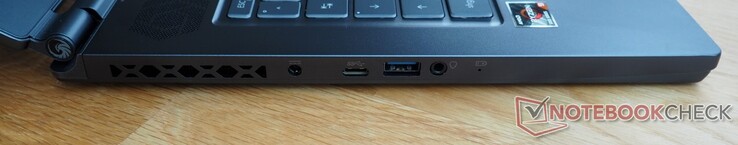 Left side: Power supply, USB-C 3.2 Gen 2, USB-A 3.2 Gen 2, audio