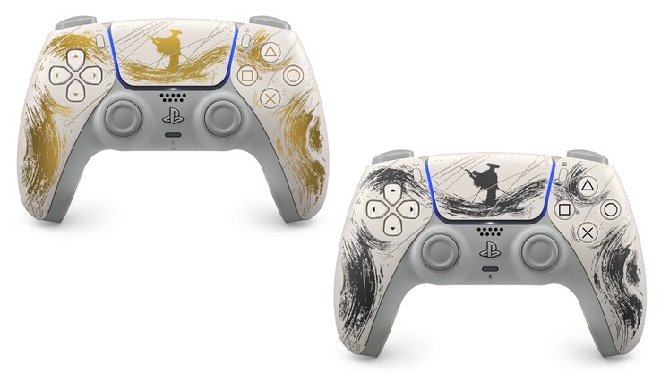 The DualSense Wireless Controller Ghost of Yotei Limited Edition has a brushed finish and sword marks. (Image source: PlayStation)