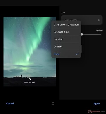 The new OnePlus Open Hasselblad watermark UI. (Source: Notebookcheck)
