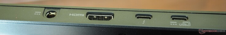 rear: DC-In, HDMI 2.1, 2x USB-C (DP & PD)