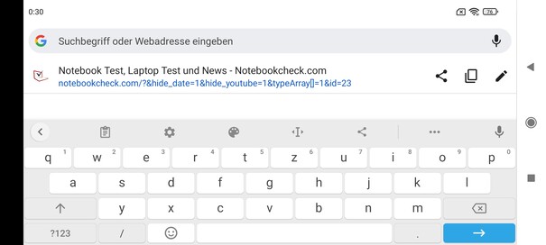 Keyboard in landscape mode