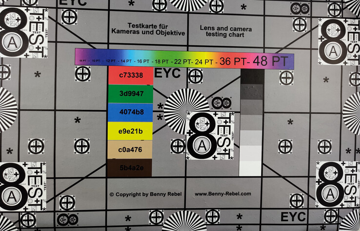 Test chart under perfect lighting