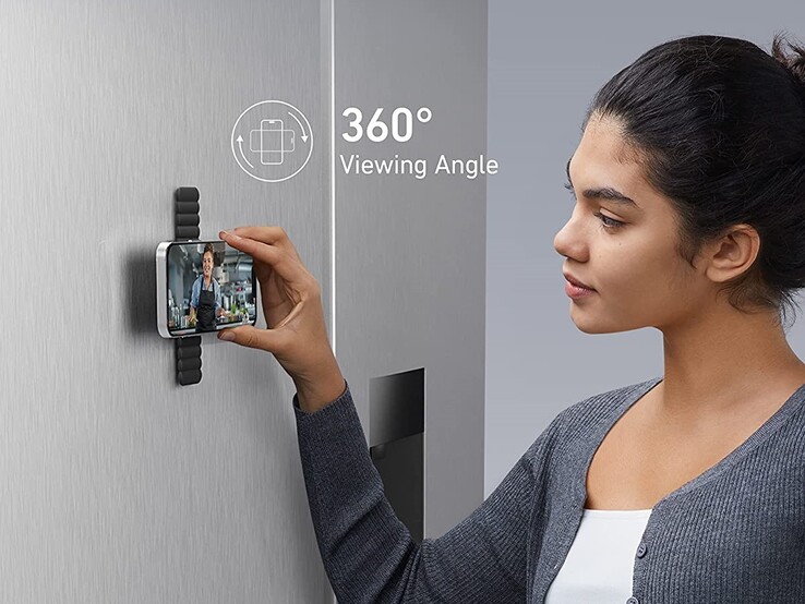The Anker 620 MagGo Grip can attach to a fridge. (Image source: Anker)