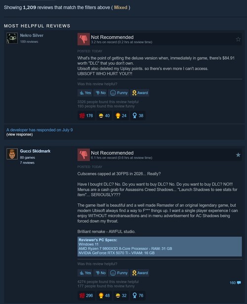 Mixed Assassin's Creed Black Flag Resynced Steam reviews are shown