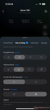 Cleaning settings