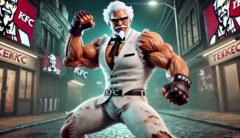 The idea of Colonel Sanders as a playable fighter was shut down by KFC as well as the series director's own bosses. (Image source: Dall-E 3)