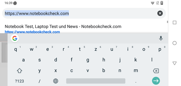 Using the default keyboard in landscape mode