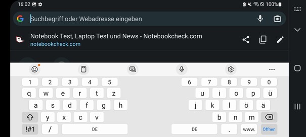 Keyboard in landscape mode