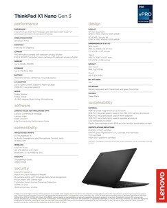 Lenovo ThinkPad X1 Nano G3 specifications