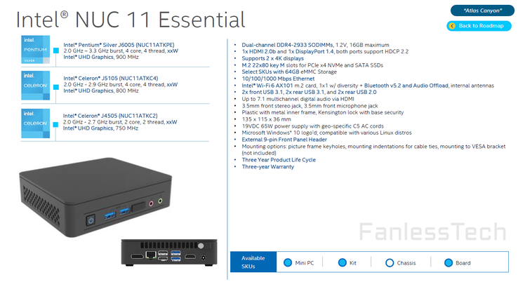 Full spec sheet, via FanlessTech